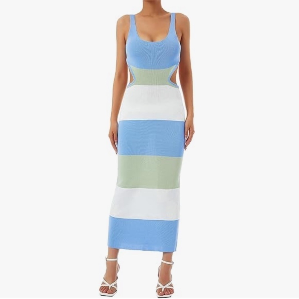 Women's Bold Crochet Knit Stripe Maxi Dress